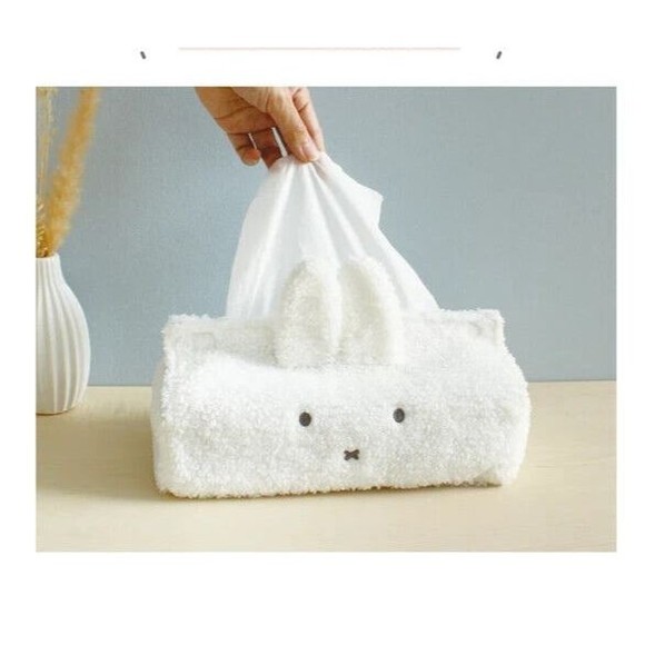 T's Factory Miffy Plush Fluffy Tissue Case Cover With‎ Ears White From Japan NEW - Picture 3 of 7